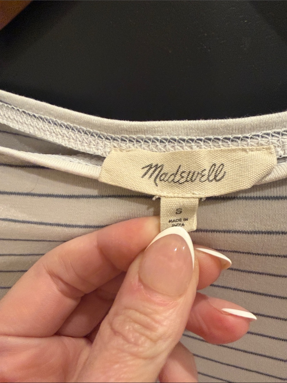 Madewell White Boatneck Tee with Thin Blue Stripes - Picture 2 of 4
